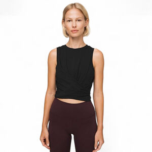 Lululemon Wrap Tank In Black | Time to Restore Pima Cotton | Fits S/M